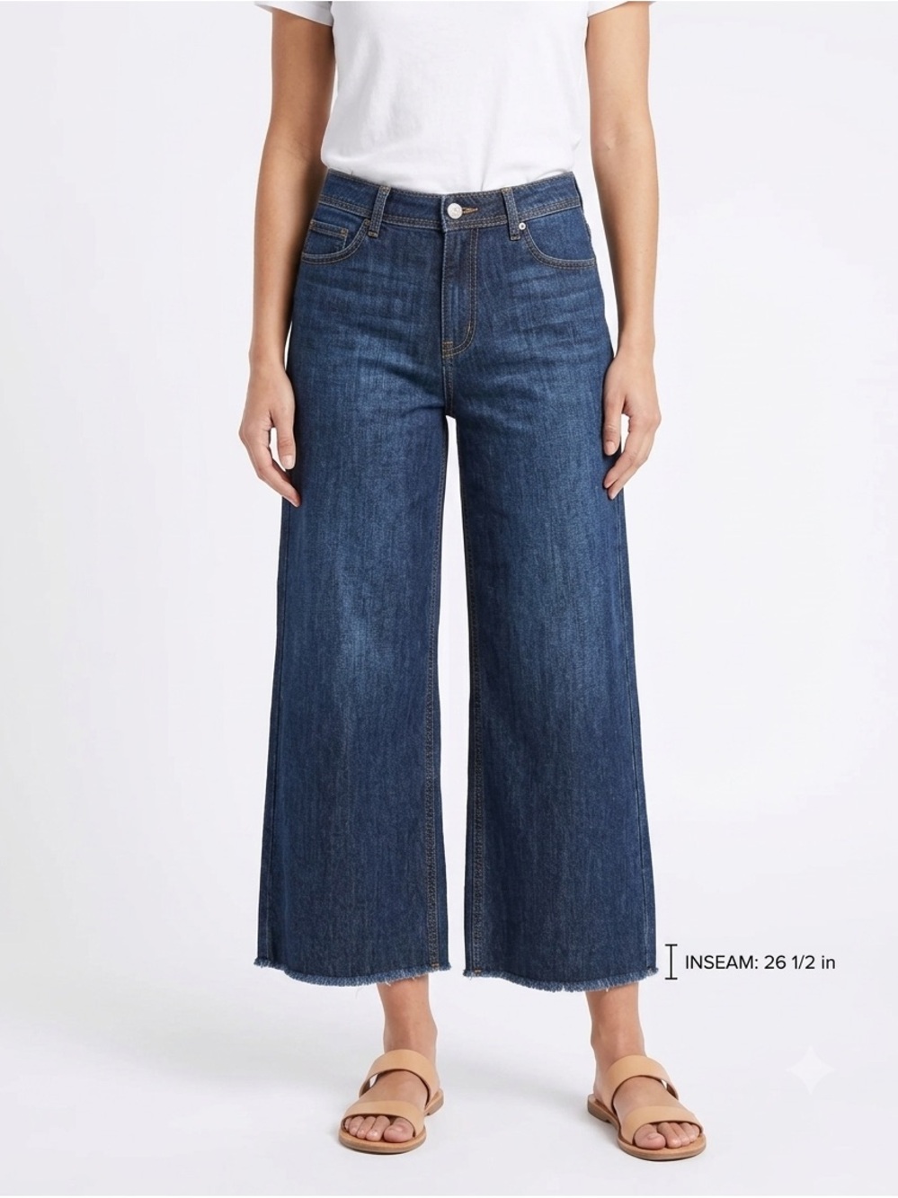 High-Rise Wide Crop Jeans in Dark Blue